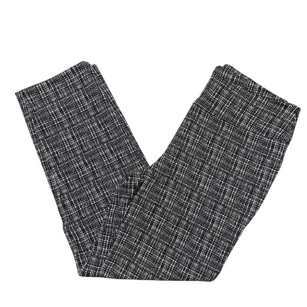 Zac & Rachel Dress Pants Women's Size 8 Black White Mid Rise Pull On Slit Hem